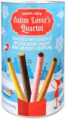 Trader Joe’s 1LB BATON LOVER’S QUARTET Creme Filled Rolled Wafer Cookies BB 2/27