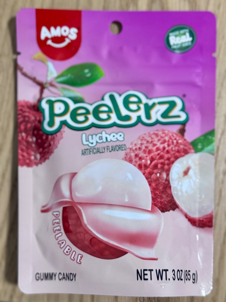 NEW AMOS Peelerz Gummy Lychee 1 PK Peelable Fruit Tiktok Candy 6oz Sweet Hawaii