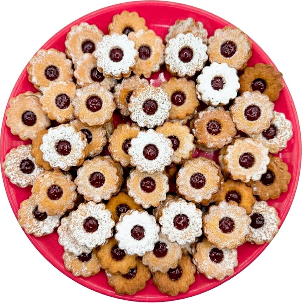 Mini Raspberry Linzer Cookies, Cookies Shortbread with Raspberry Filling-8oz