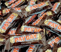 Payday CHOCOLATE Peanuts SNACK SIZE Bars Individually Wrapped BULK -TWO POUNDS