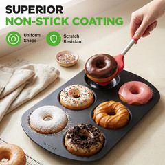 Variety 2 Pack Full & Mini Donut Pan for Baking | One 12-Cavity Mini Donut Pan &