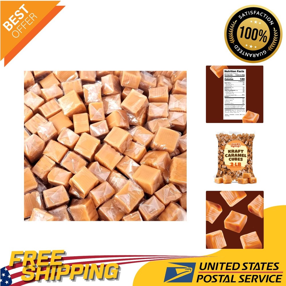 Individually Wrapped Vanilla Caramels – 2 Pound Bulk Pack for Parties & Gifting