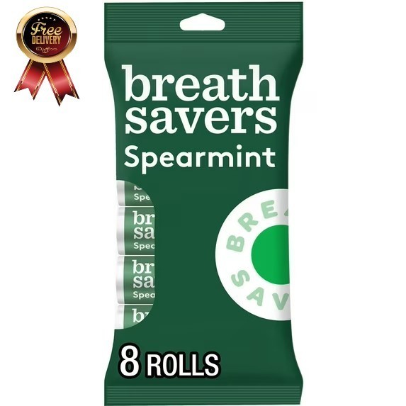 Spearmint Flavored Sugar Free Breath Mints, Rolls 0.75 Oz, 8 Coun