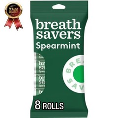 Spearmint Flavored Sugar Free Breath Mints, Rolls 0.75 Oz, 8 Coun