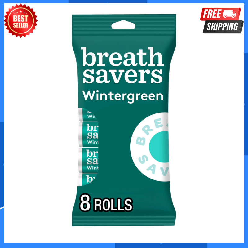 Breath Savers Wintergreen Flavored Sugar Free Breath Mints,Rolls 0.75 oz 8 Count