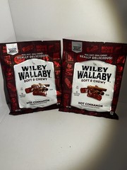 Wiley Wallaby Hot Cinnamon Licorice, Fat Free, Vegan, Kosher, 2 Bags 4 oz