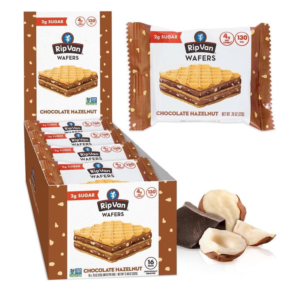 Keto Chocolate Hazelnut Wafer Cookies, Non-GMO, Low Carb, Vegan, 16 Count
