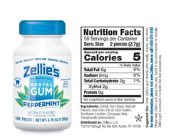 Zellies Peppermint Xylitol Dental Gum (5 Pack)