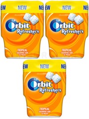 3 WRIGLEY’S ORBIT Refreshers Tropical Flavor Sugarfree Chewing Gum 82g 2.9oz