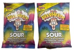 2 x Mega Warheads Sour Candy Apple, Cherry, Raspberry, Watermelon, Lemon 2 oz ea