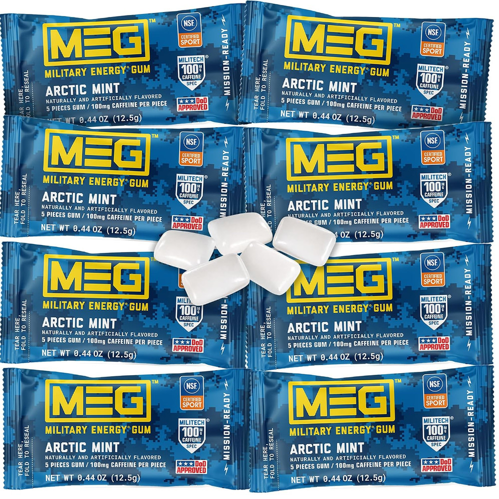 – Military Energy Gum | 100Mg of Caffeine per Piece + Increase Energy