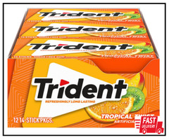 Trident Tropical Twist Sugar Free Gum, 12 Packs of 14 Pcs (168 Total Pieces)