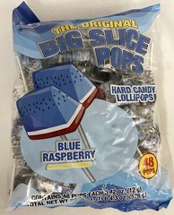 Big Slice Pops Blue Raspberry Candy Lollipops Suckers Bulk 48 Count Bag Candies