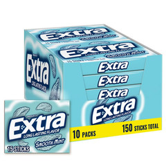 Extra Smooth Mint Sugarfree Gum 15 Count (Pack of 10)