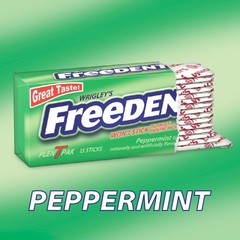 FREEDENT Peppermint Chewing Gum, 15 Stick (Pack 15 Count of 12), Green