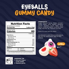 Eyeballs Gummy Candy – 19 Ounce Jar (30 Count) – Strawberry Jam Filled Medium