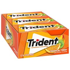 Trident Tropical Twist Sugar Free Gum, 12 Packs of 14 Pieces