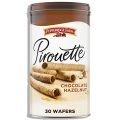 Pirouette Cookies, Chocolate Hazelnut Créme Filled Wafers, 13.5 Oz Tin