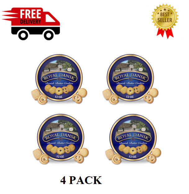 4 Pack Royal Dansk Danish Cookie Selection, No Preservatives or Coloring, 12oz,