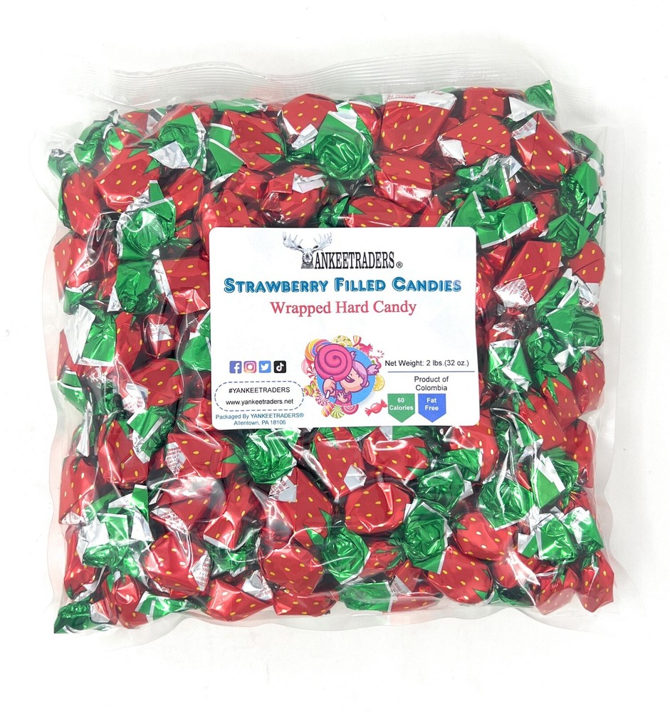 Strawberry Filled, Wrapped Hard Candy – 2 lbs. ~ YANKEETRADERS® ~ FREE SHIPPING