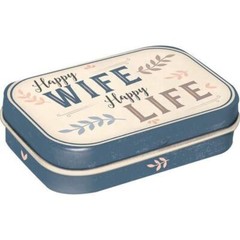 Nostalgic-Art – Retro Small Tin Pill Box with Mint Candy – Happy Wife Happy Life