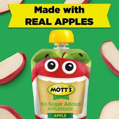 Mott’s No Sugar Added Applesauce, Made from Real Fruit, 20 Count