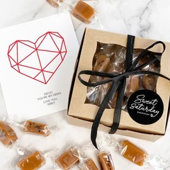 Homemade Black Lava Sea Salt Caramels ½ lb. Gift Box with Personalized Notecard