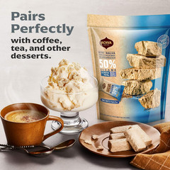Halva Sugarless Tahini Bar Mini Snacks – Assortment of 15 Snack-Sized Vanilla Fl