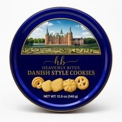 Danish Style Butter Cookies in Metal Tin 12 Ounce