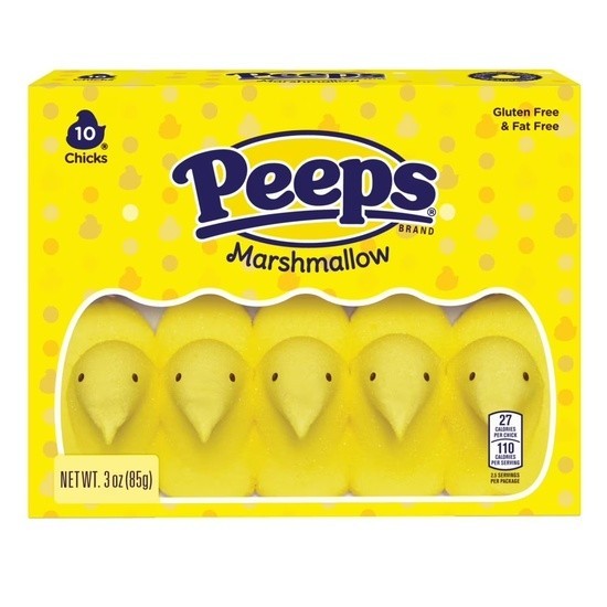 PEEPS Easter Marshmallow Chicks Candy 10 Count Yellow Gluten Free 3 Oz Pack