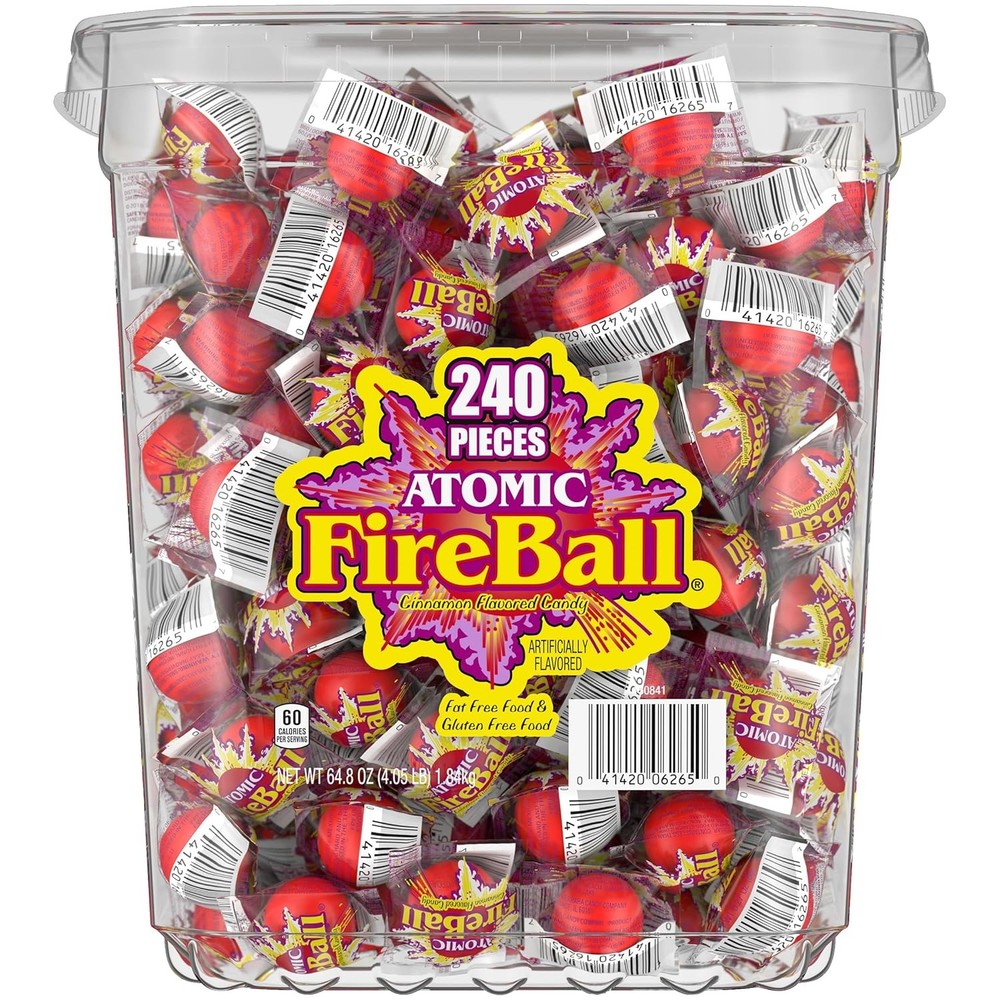 Wonka Atomic Fireball Candy Cinnamon Flavor Individually Wrapped 64.8oz 240