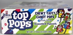 Dorval Top Pops Chewy Taffy Candy Lollipops 48 Count Box Assorted Fruit Flavors