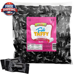 Black Foils Chewy Filled Sweet and Sour Candy, 1-Pound Bag of Black Color Themed