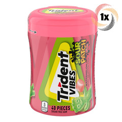 1x Bottle Trident Vibes Sour Patch Kids Watermelon Flavor Gum | 40 Pieces Each
