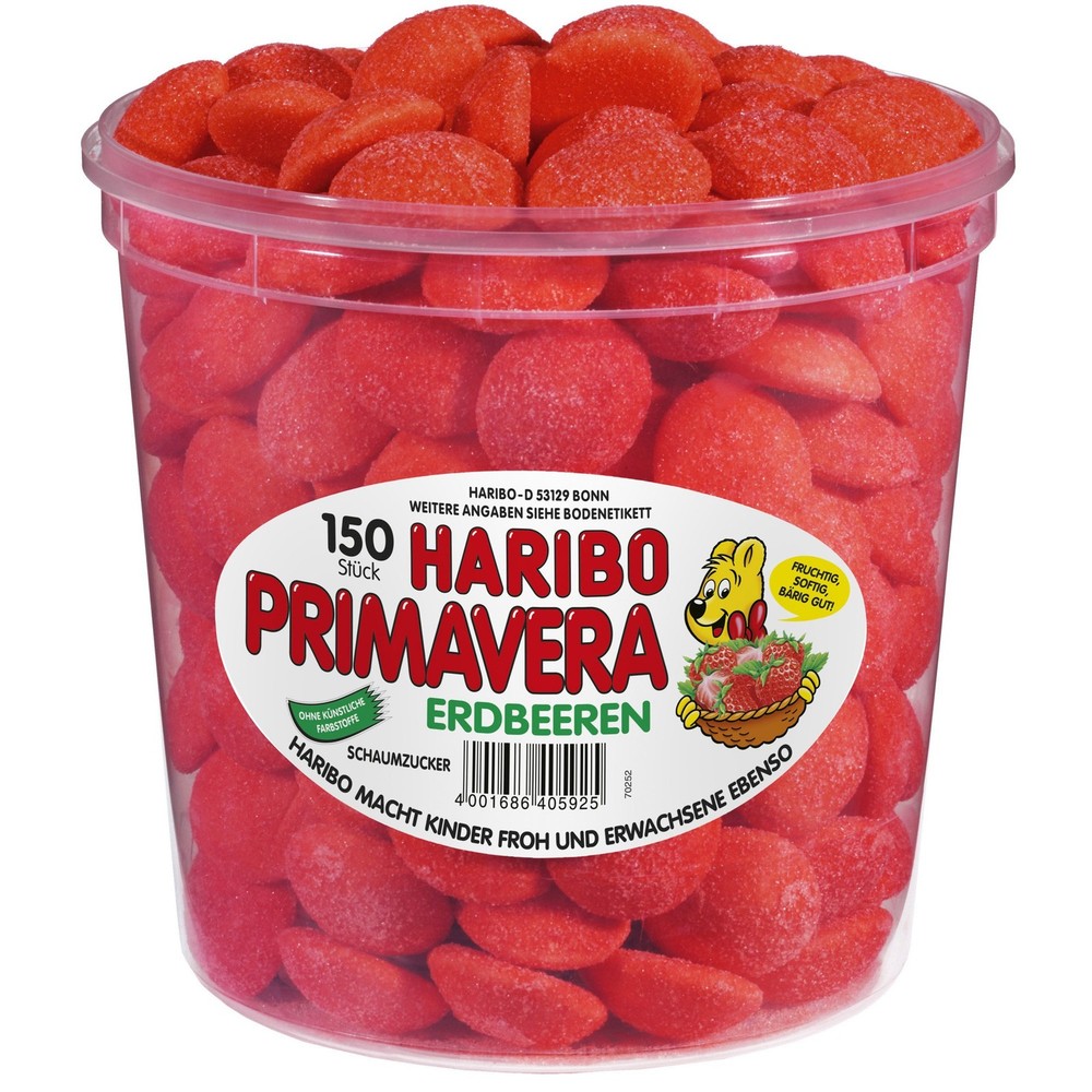 Haribo Primavera Strawberry Candy 150 Count 1050G Soft Marshmallow Berries