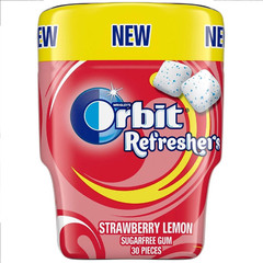 Orbit Refreshers Strawberry Lemon Sugarfree Gum 30 Pellets Bottle (4 x Bottles)