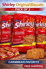 Shirley Original Biscuits 8 Packs 10.4oz (Pack of 3 Bag) Caribbean Cookies Snack