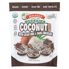 Jennies Coconut Bites – Organic – Cacao Chocolate – Case of 6 – 5.25 oz