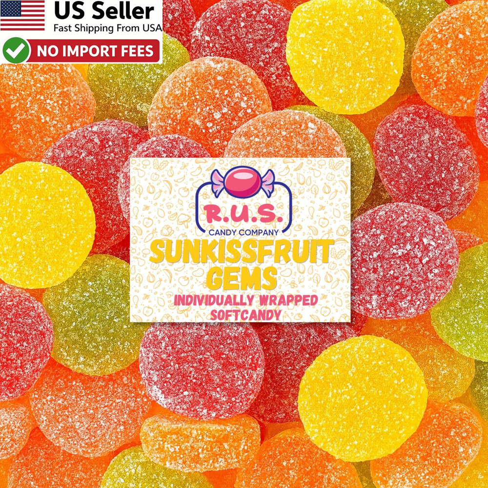 Sunkist Fruit Gems 1 Pound Bulk Bag Soft Candy Individually Wrapped Treats USA