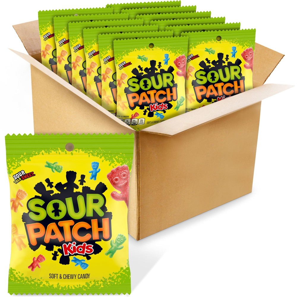 Sour Patch Kids Original Soft & Chewy Candy, Vegetarian, 3.6oz Pack of 12