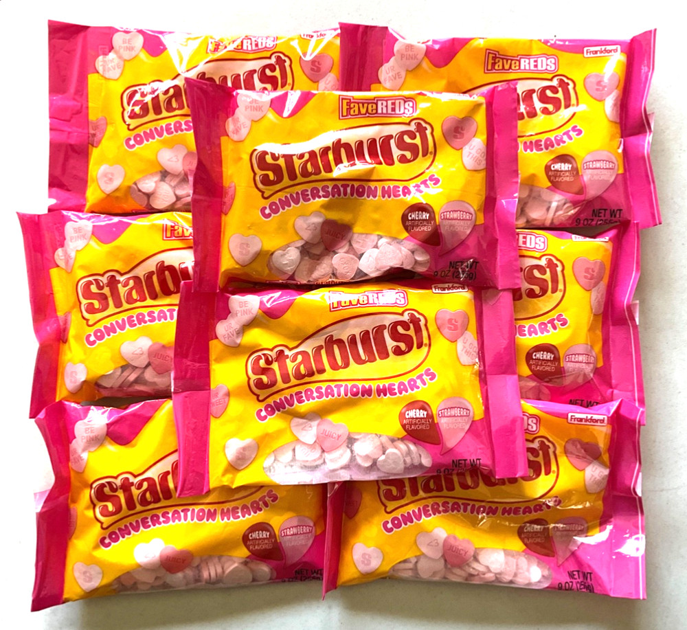 Starburst Conversation Hearts FaveReds 8=Bags 9 oz. Each Valentine ~ Exp 10/2027