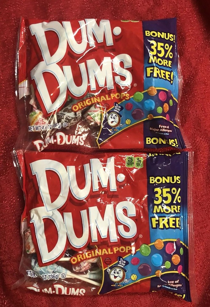 2 Bags Dum Dums Spangler Lollipops Pops Suckers – NEW – ALWAYS FRESH – 9.6 Oz