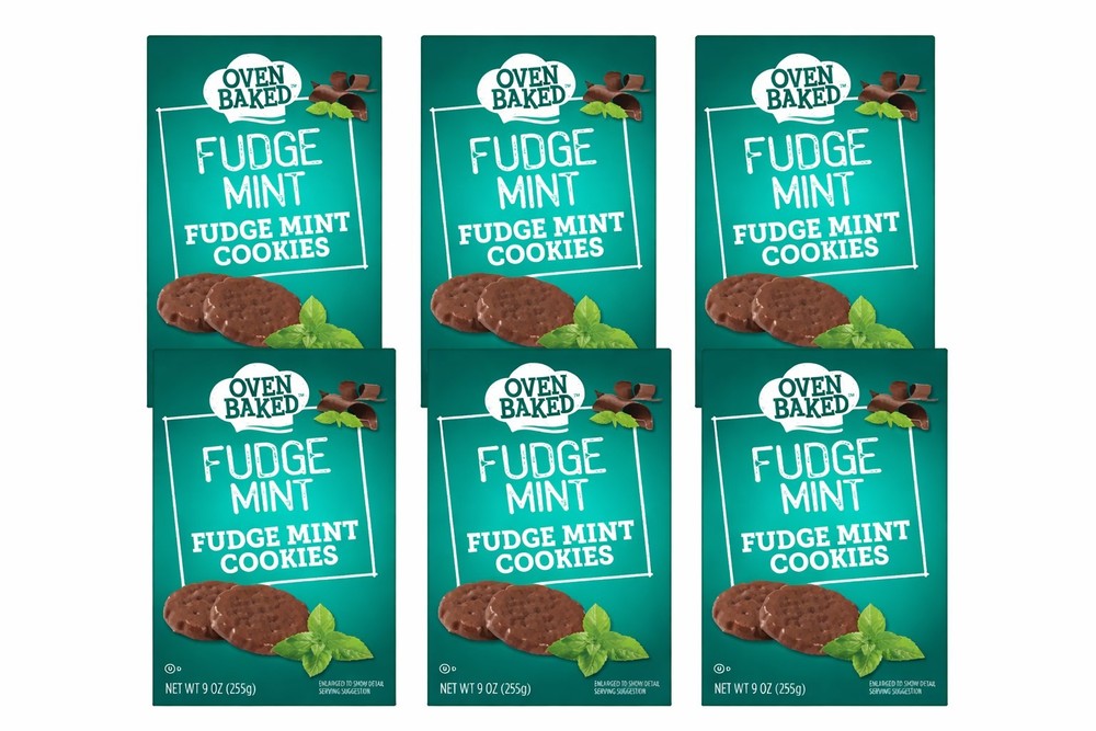Oven Baked Fudge Mint Cookies 6 Boxes 9oz Chocolate Mint Thin Cookies 54oz
