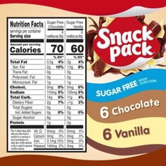 Sugar Free Chocolate Vanilla Pudding Cups 12 Count Family Pack Dessert Snack New