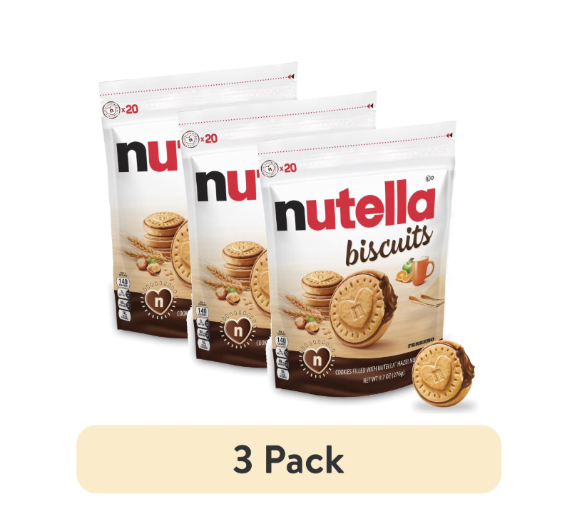 Nutella Biscuits Hazelnut Spread with Cocoa Sandwich Cookies 20-Count Bag, 3PK