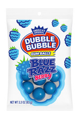 Dubble Bubble, Blue Razz Berry Flavored Gum Balls, 3.3 oz