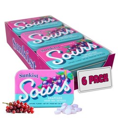 Sunkist Sours Grapeade, Vitamin C, Sugar Free Sour Candy, 1.76 Ounce Tin – 6 …