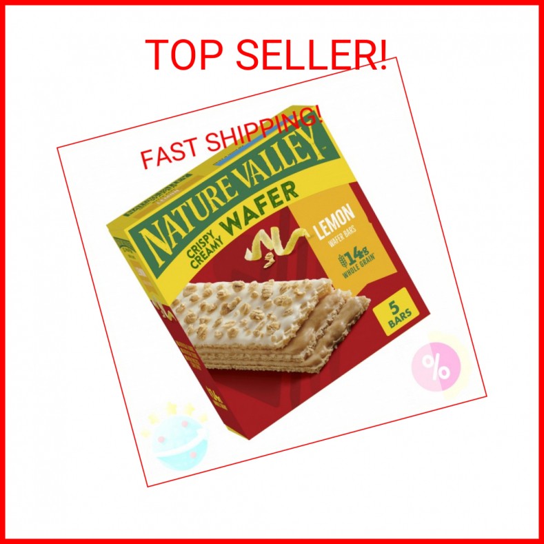 Nature Valley Crispy Creamy Wafer Bars, Lemon, Whole Grain, 5 Bars, 6.5 oz
