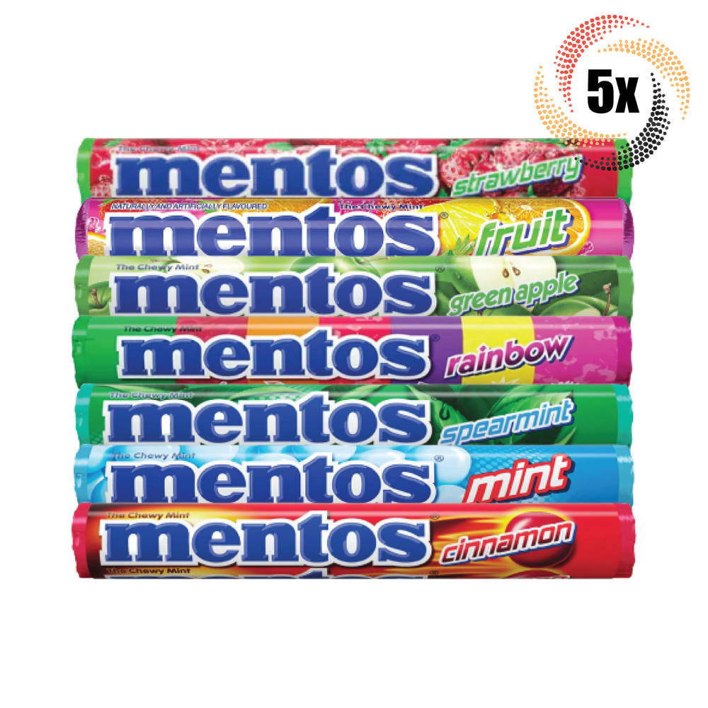 5x Rolls Mentos Variety Flavor Chewy Mints | 14 Mints Per Roll | 1.32oz |
