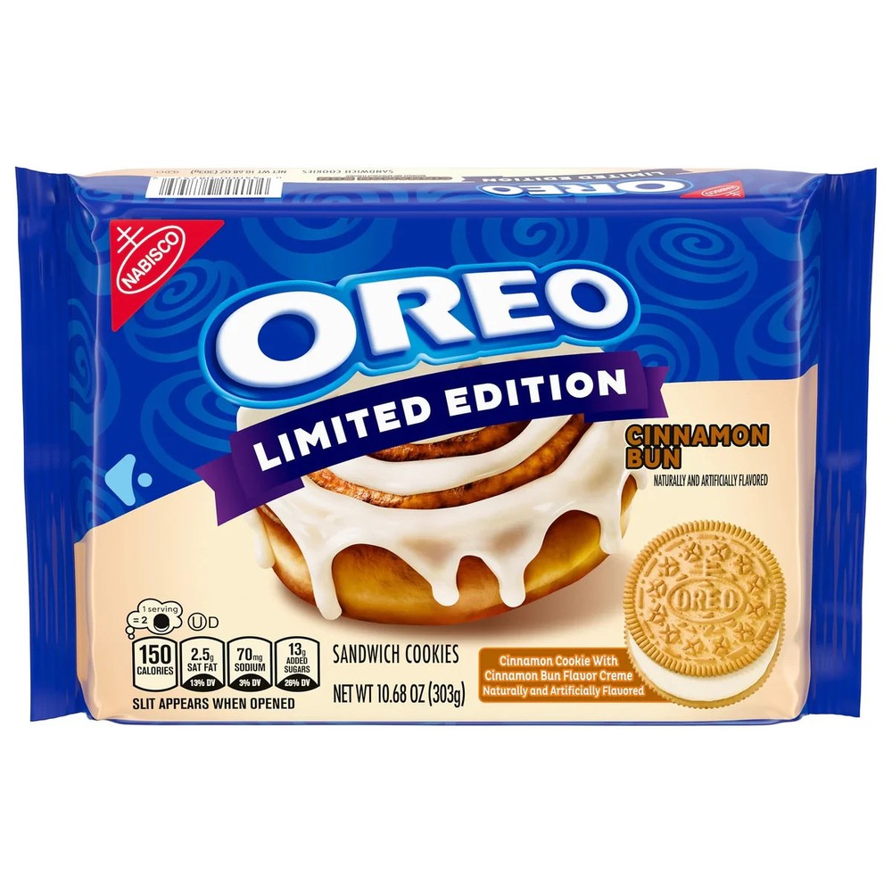 NEW NABISCO OREO CINNAMON BUN FLAVORED SANDWICH COOKIES 10.68 OZ LIMITED EDITION